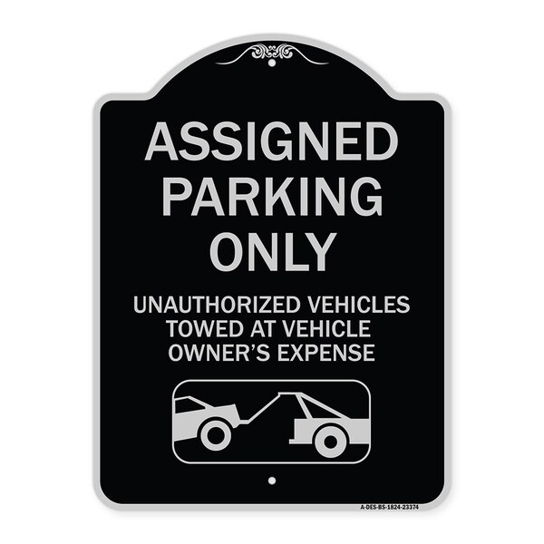 Signmission Parking Restriction Assigned Parking Unauthorized Vehicles Towed at Owner Expense, BS-1824-23374 A-DES-BS-1824-23374 - main
